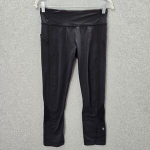 Lululemon Women Activewear Pants 6 Black Logo Cropped Leggings 23 in Inseam